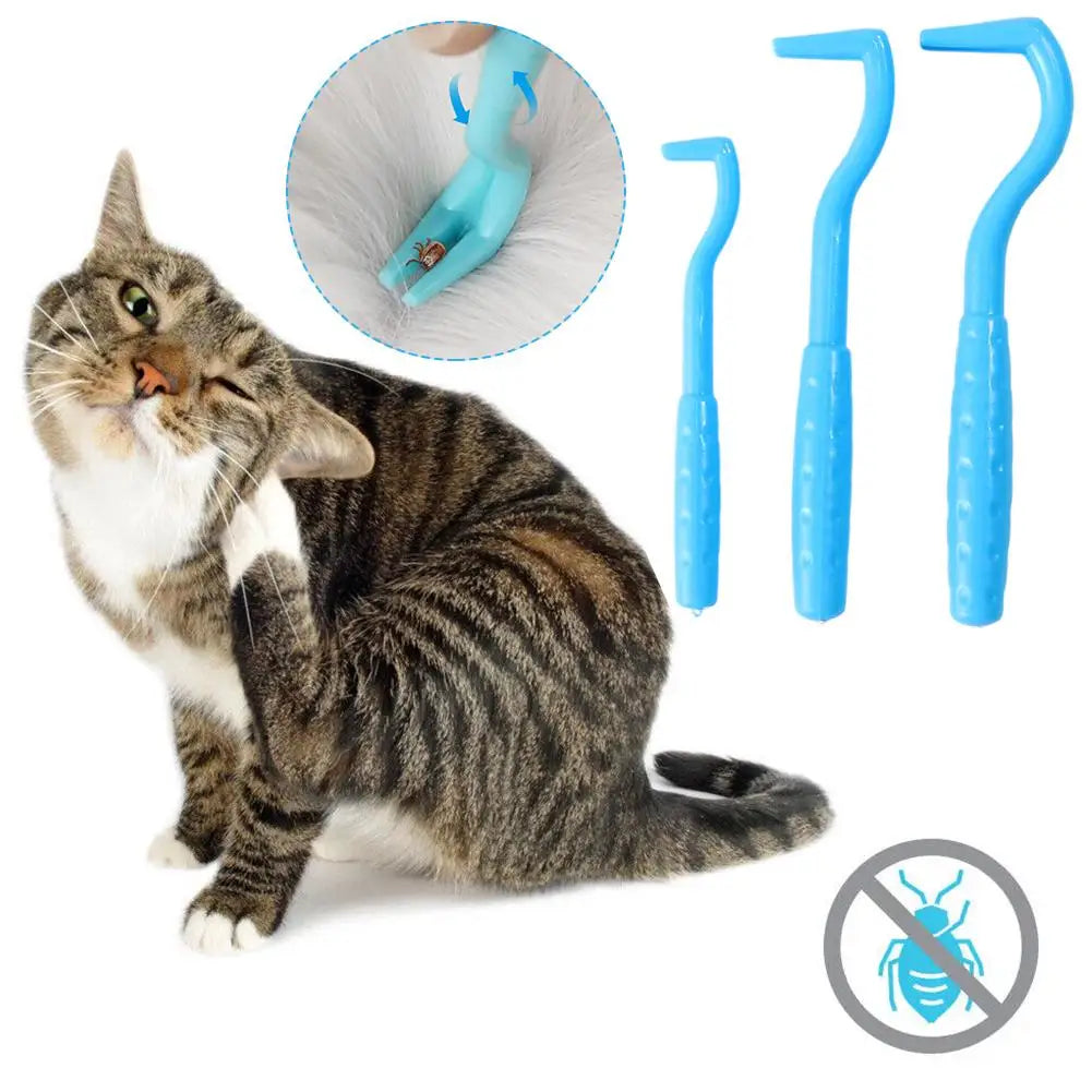 Plastic Pet Lice Remover Hook Soft Dog Cat Flea Remover Hook Tick Extractor Tweezer Portable Universial Pet Cleaning Supplies