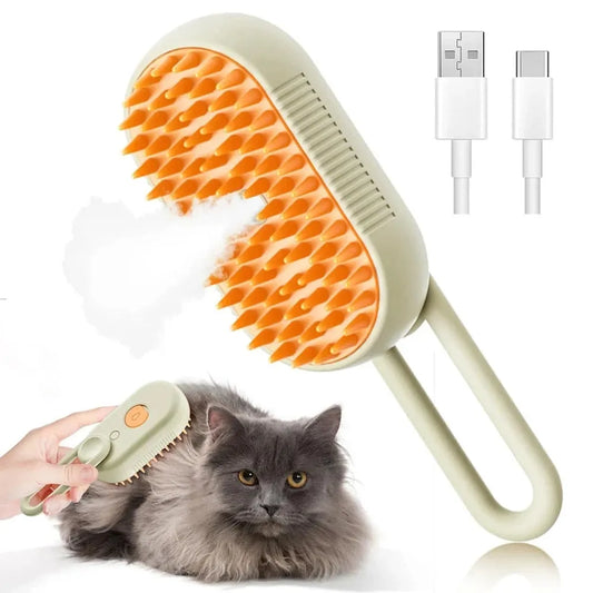 Pro Grooming 3-in-1 Electric Pet Brush – Grooming, De-shedding & Steam Massage