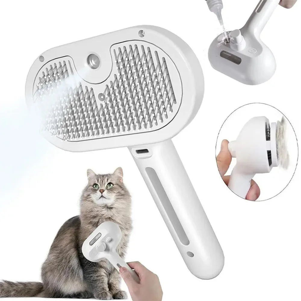 Pro Grooming 3-in-1 Electric Pet Brush – Grooming, De-shedding & Steam Massage