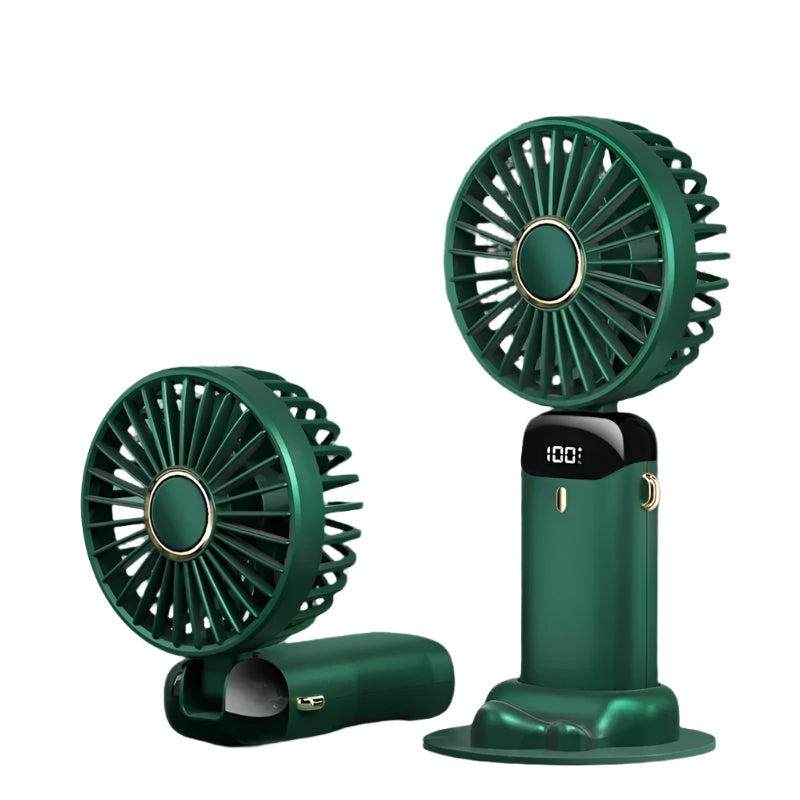 Essential Foldable Neck Fan – 5-Speed, USB, 3000mAh + Display