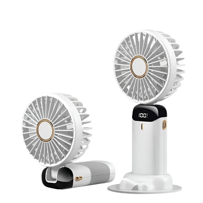 Essential Foldable Neck Fan – 5-Speed, USB, 3000mAh + Display