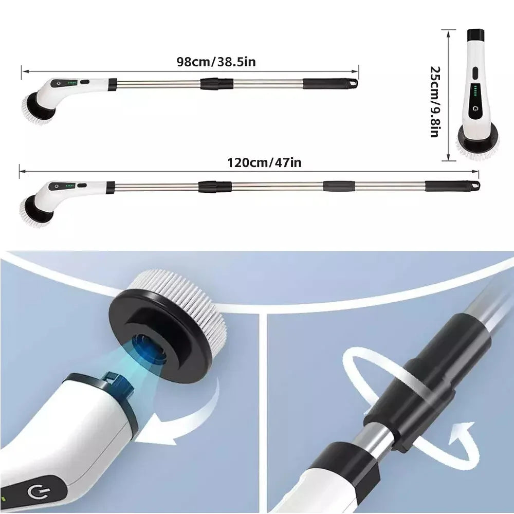 Ultimate 9-in-1 Electric Spin Scrubber – Handheld and Extendable Cleaning Brush