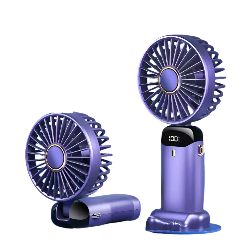 Essential Foldable Neck Fan – 5-Speed, USB, 3000mAh + Display