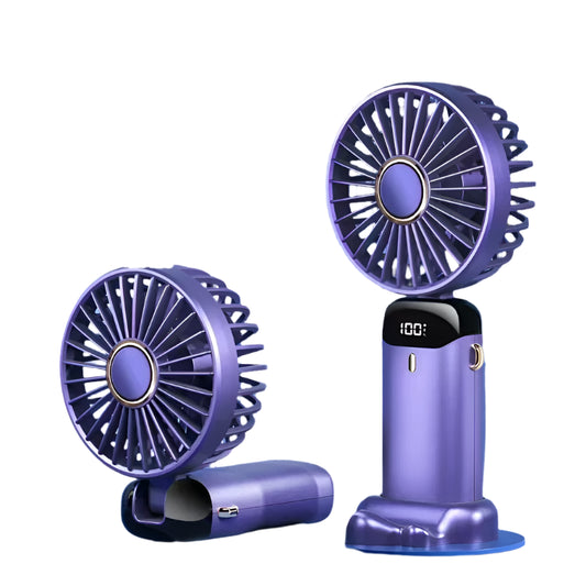 Essential Foldable Neck Fan – 5-Speed, USB, 3000mAh + Display