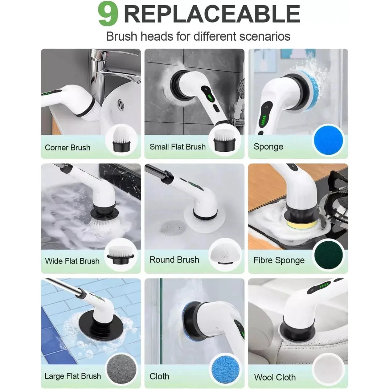 Ultimate 9-in-1 Electric Spin Scrubber – Handheld and Extendable Cleaning Brush