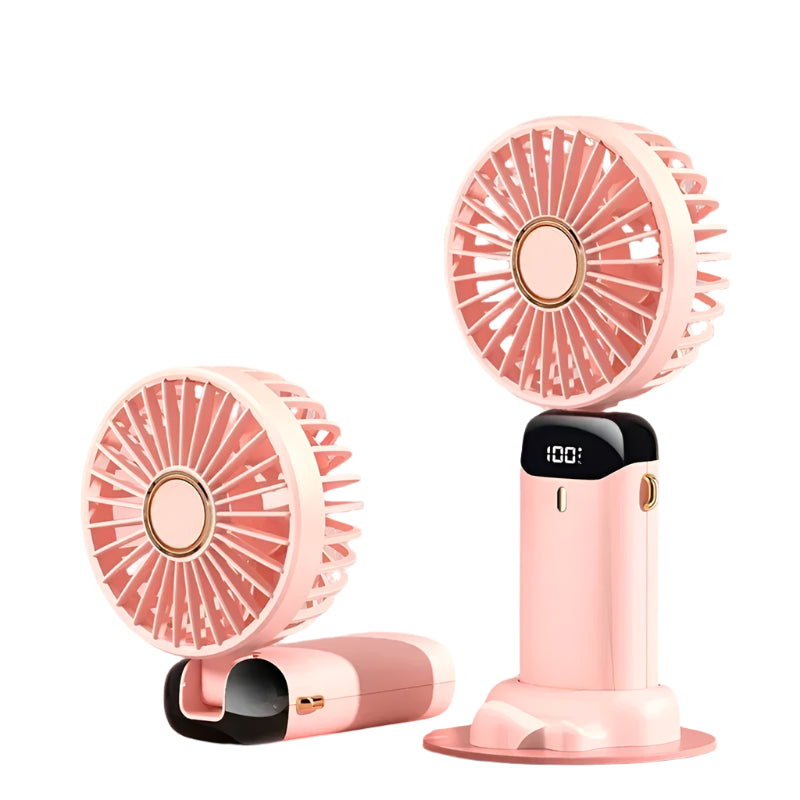 Essential Foldable Neck Fan – 5-Speed, USB, 3000mAh + Display