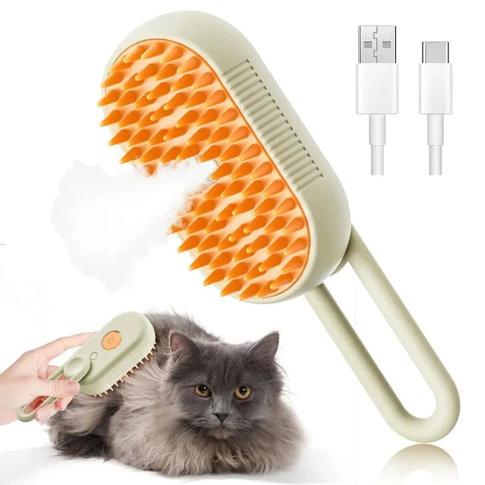 Pro Grooming 3-in-1 Electric Pet Brush – Grooming, De-shedding & Steam Massage