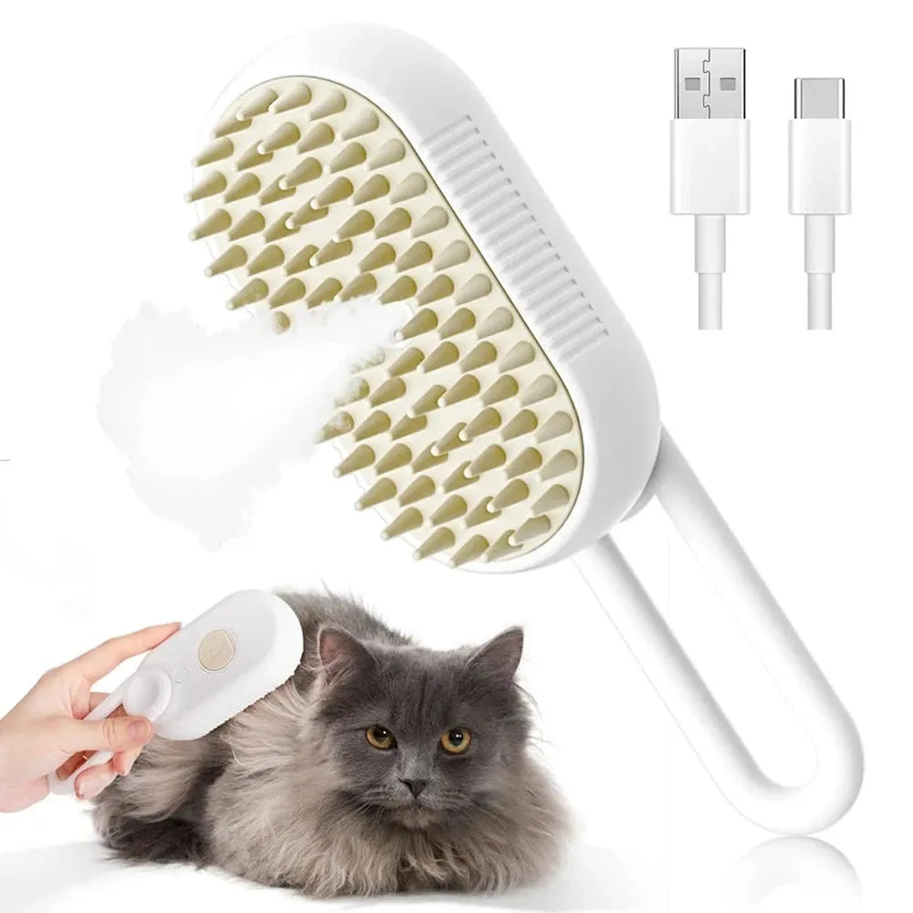 Pro Grooming 3-in-1 Electric Pet Brush – Grooming, De-shedding & Steam Massage